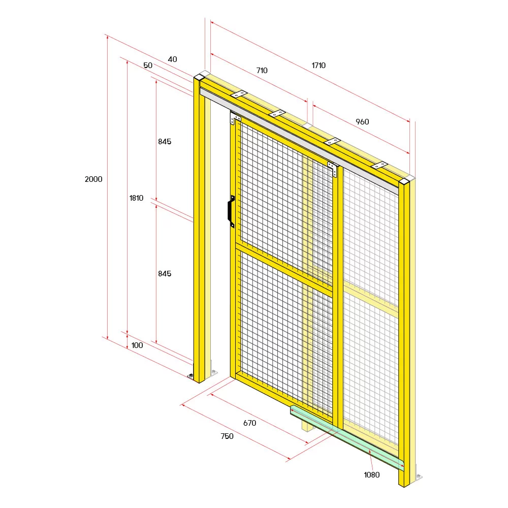 ประตูสไลด์รั้วนิรภัยอลูมิเนียม 2 เมตร