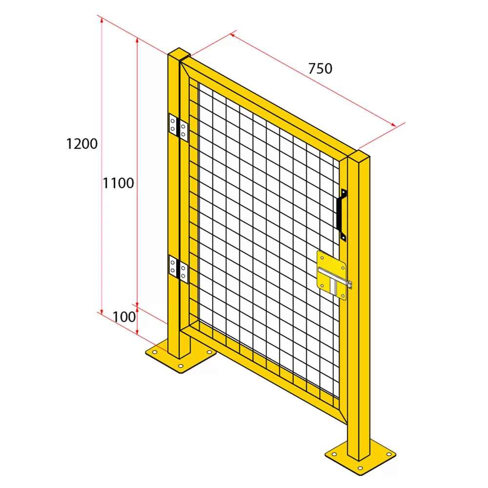 ประตูสวิงรั้วนิรภัยเหล็ก ขนาด 0.75x1.2 เมตร