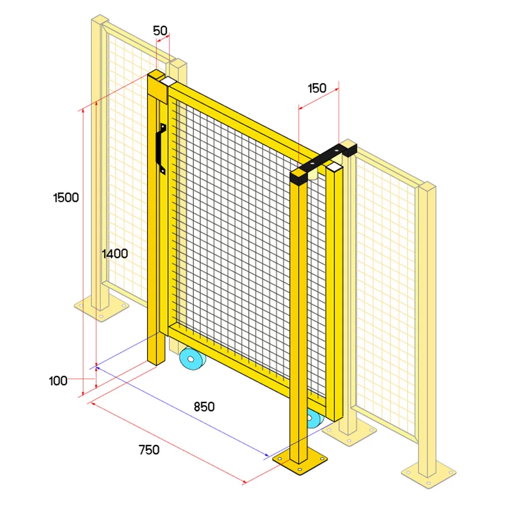 ประตูสไลด์รั้วนิรภัยเหล็ก ขนาด 0.75x1.5 เมตร
