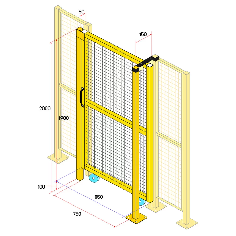 ประตูสไลด์รั้วนิรภัยเหล็ก ขนาด 0.75x2 เมตร