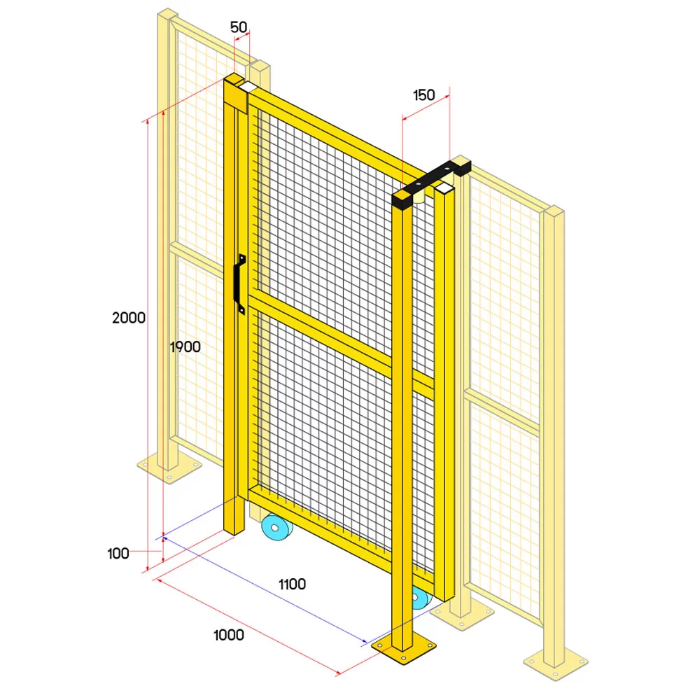 ประตูสไลด์รั้วนิรภัยเหล็ก ขนาด 1x2 เมตร