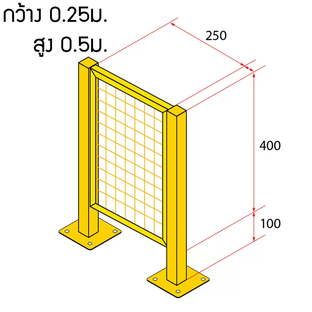 หน้าบานรั้วนิรภัยเหล็ก ขนาด 0.25x0.5 เมตร