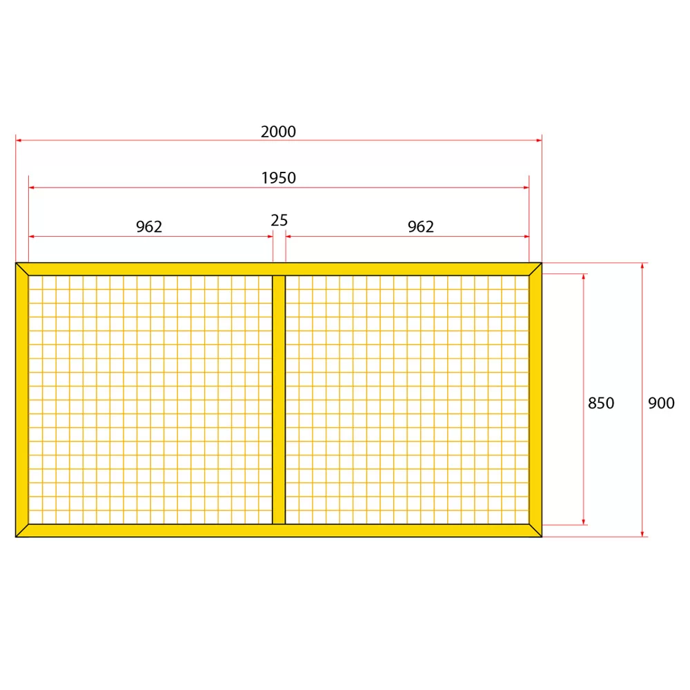 หน้าบานรั้วนิรภัยเหล็ก ขนาด 2x1 เมตร