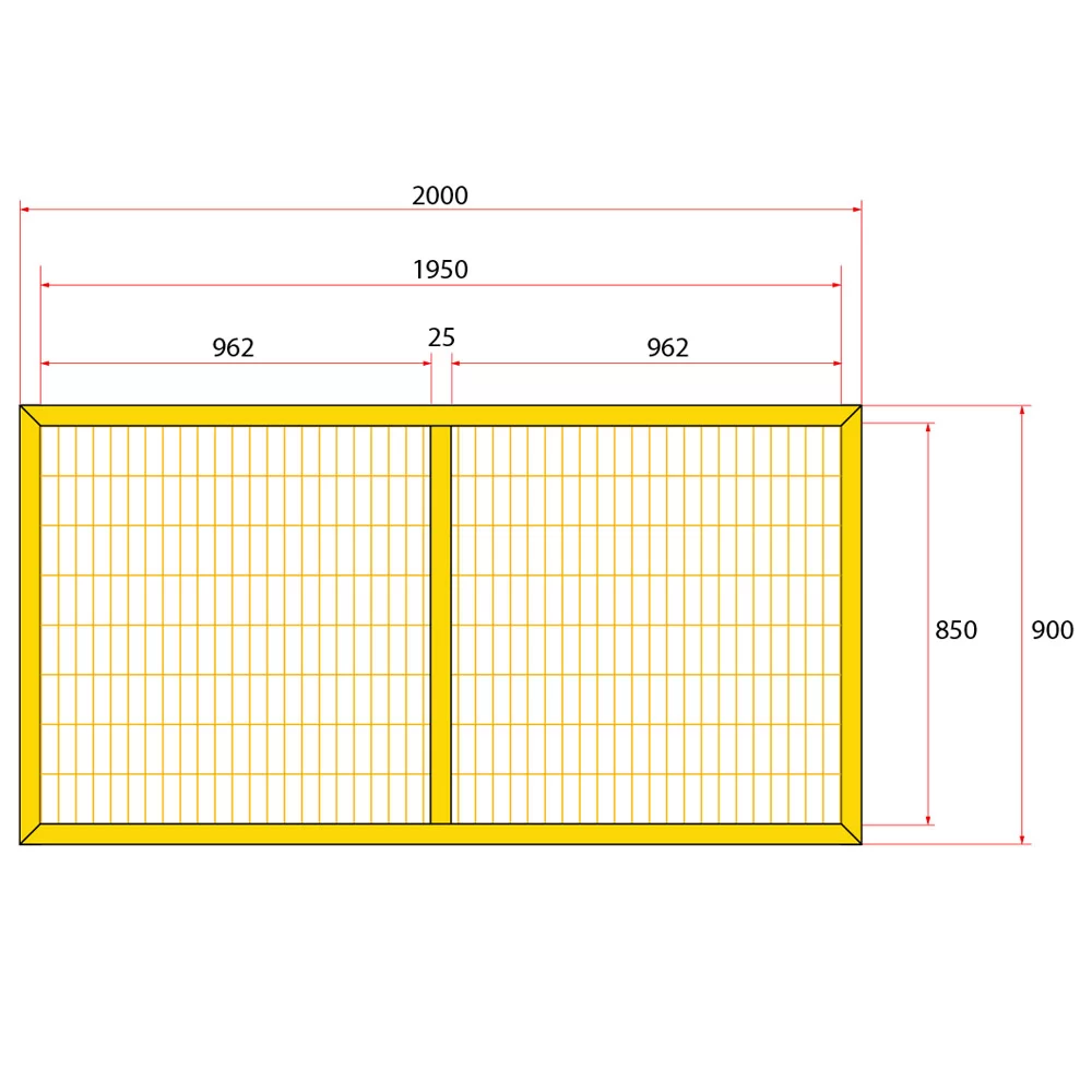 หน้าบานรั้วนิรภัยเหล็ก ขนาด 2x1 เมตร