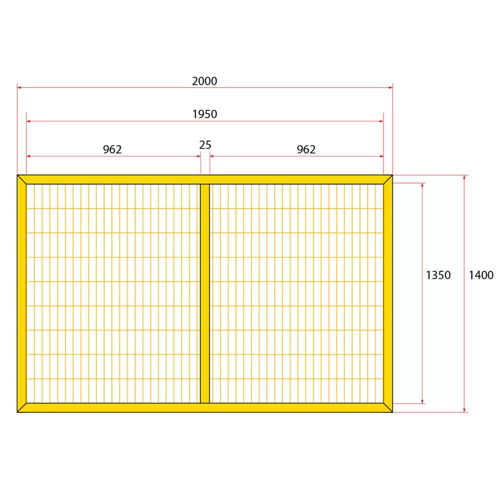 หน้าบานรั้วนิรภัยเหล็ก ขนาด 2 x1.5 เมตร