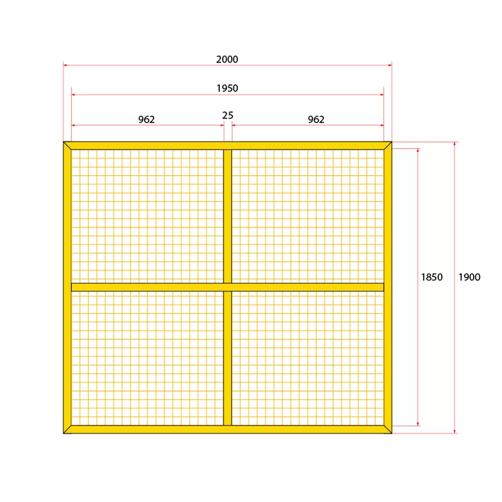 หน้าบานรั้วนิรภัยเหล็ก ขนาด 2x2 เมตร