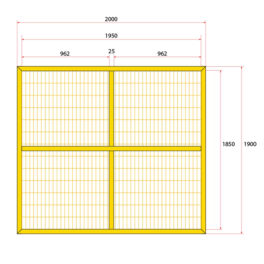 หน้าบานรั้วนิรภัยเหล็ก ขนาด 2x2 เมตร