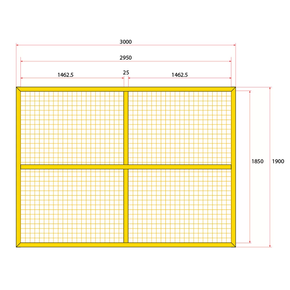 หน้าบานรั้วนิรภัยเหล็ก ขนาด 3x2 เมตร