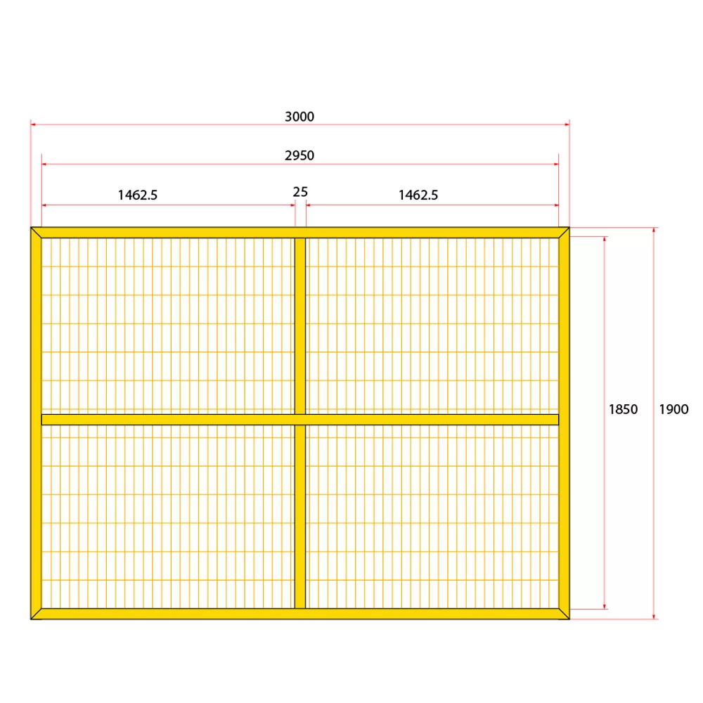 หน้าบานรั้วนิรภัยเหล็ก ขนาด 3x2 เมตร