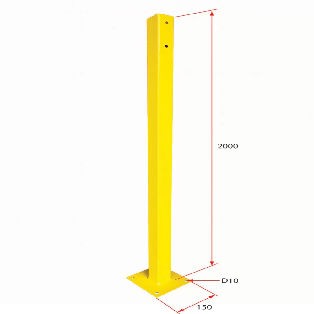 เสารั้วนิรภัยเหล็ก ขนาด 50x50 มม. ความสูง 2 เมตร