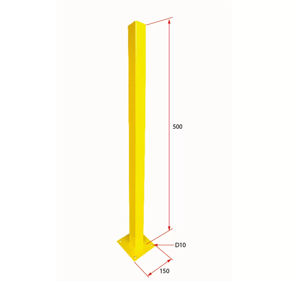 เสารั้วนิรภัยเหล็ก ขนาด 50x50 มม. ความสูง 0.5 เมตร