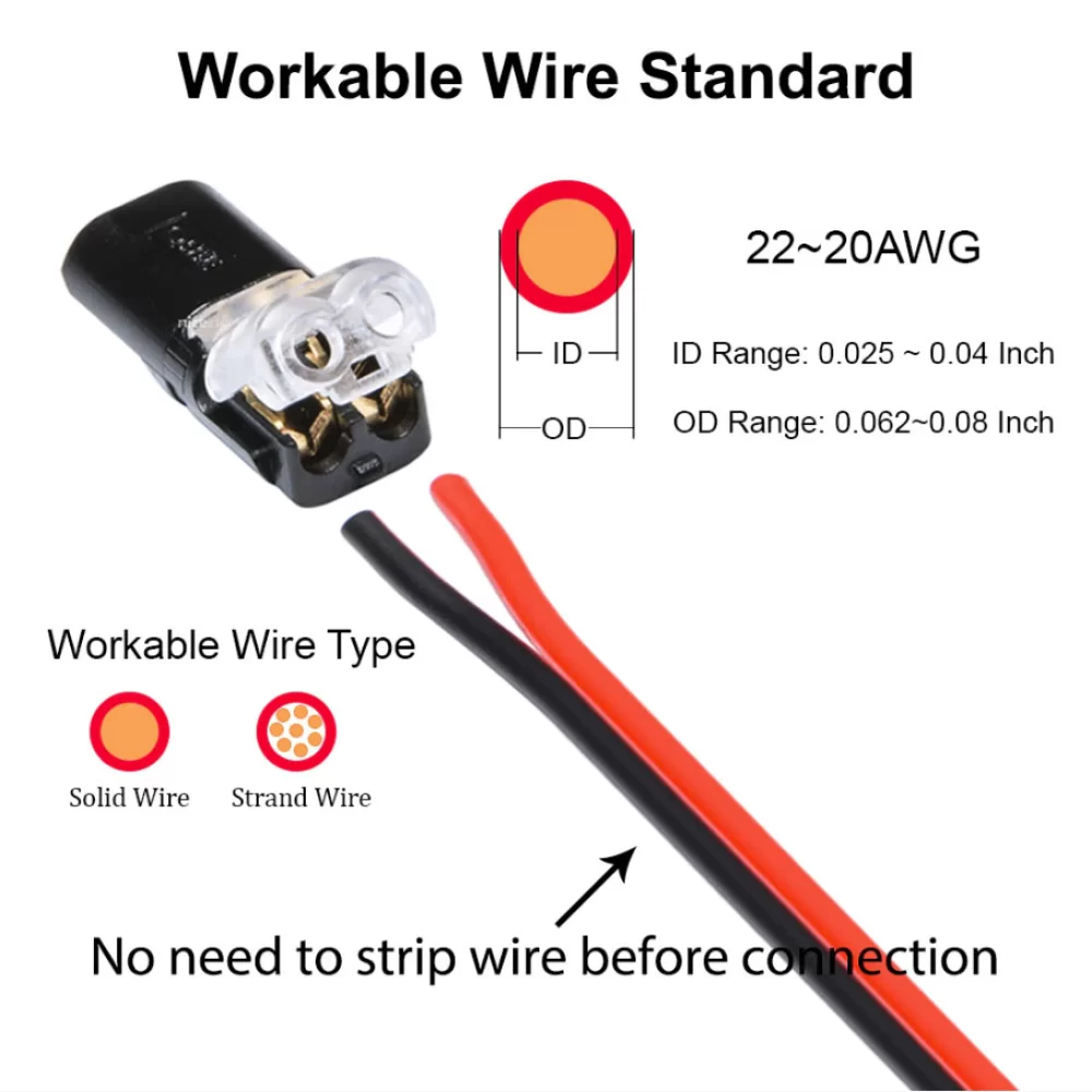 Terminal Quick Lock 2pin Wiring 22-20AWG 10ตัว