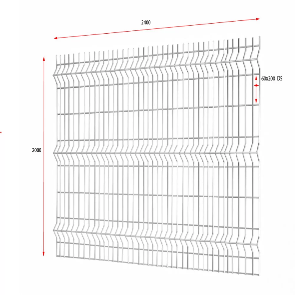 รั้ว V-shape galvanized 6x20 2.4x2 เมตร ลวด 5 mm