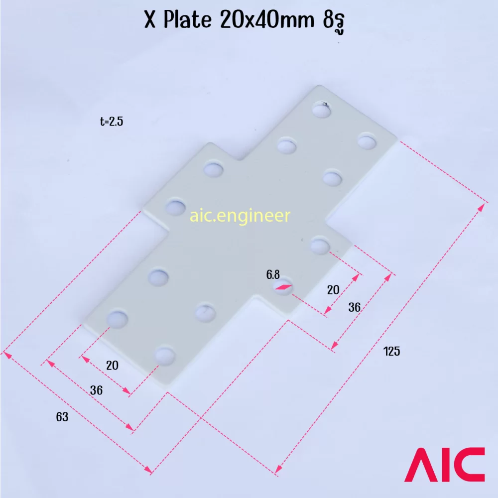 X Plate 20x40mm 12รู