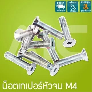 น็อตเทเปอร์หัวจมชุบขาว M4 ความยาว 8-25 มม.