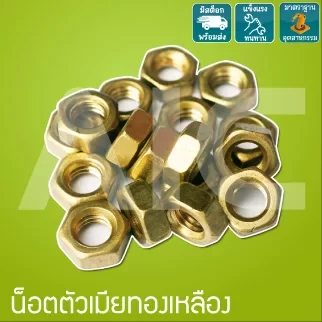 น็อตตัวเมียทองเหลือง M4-8