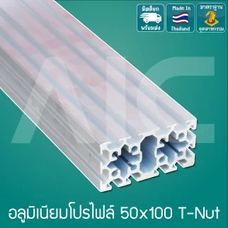 อลูมิเนียมโปรไฟล์ 50x100 มม. T-Nut สีเงิน สั่งตัดได้ตามความยาวที่ต้องการ - AAZ-51