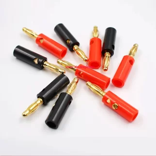 Banana Jack 4mm แดง-ดำ ชุบทอง 10ตัว