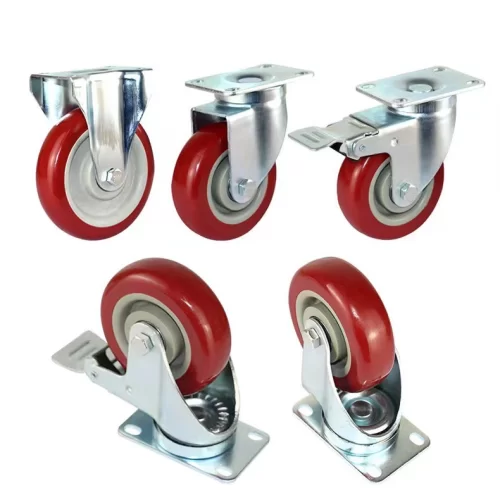 ล้อแป้น PVC สีแดง 3/4นิ้ว แป้นตาย/แป้นเป็น/แป้นเป็นมีเบรค - IFE-3F