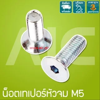 น็อตเทเปอร์หัวจมชุบขาว M5 ความยาว 10-25 มม.