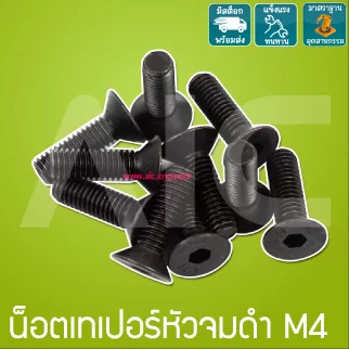 น็อตเทเปอร์หัวจมดำ M4 ยาว 8-25 มม. (Black Taper Socket Head Screw)