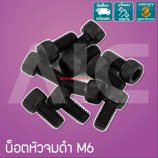 น็อตหัวจมดำ M6 ยาว 8-80 มม. / Black Socket Head Cap Screw M6x8-80mm.