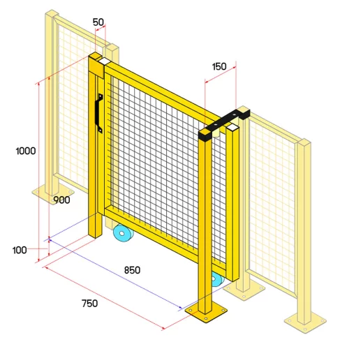 ประตูสไลด์รั้วนิรภัยเหล็ก รุ่น Secure Fence กว้าง 0.75 เมตร สูง 1 เมตร