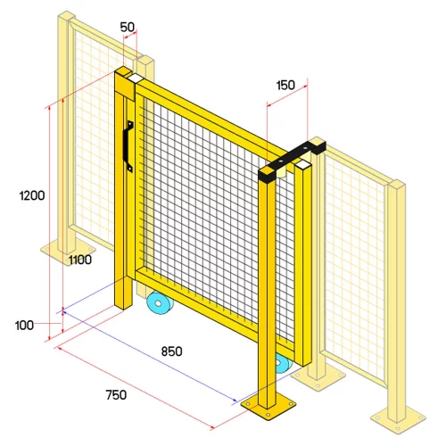 ประตูสไลด์รั้วนิรภัยเหล็ก รุ่น Secure Fence กว้าง 0.75 เมตร สูง 1.2 เมตร