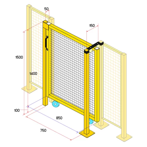 ประตูสไลด์รั้วนิรภัยเหล็ก รุ่น Secure Fence กว้าง 0.75 เมตร สูง 1.5 เมตร