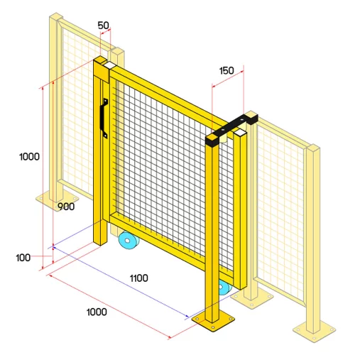 ประตูสไลด์รั้วนิรภัยเหล็ก รุ่น Secure Fence กว้าง 1 เมตร สูง 1 เมตร