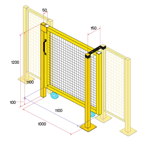 ประตูสไลด์รั้วนิรภัยเหล็ก รุ่น Secure Fence กว้าง 1 เมตร สูง 1.2 เมตร