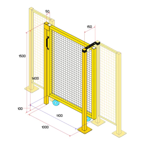ประตูสไลด์รั้วนิรภัยเหล็ก รุ่น Secure Fence กว้าง 1 เมตร สูง 1.5 เมตร