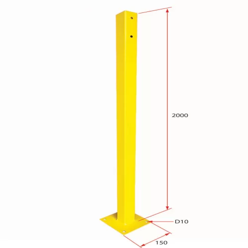 เสารั้วนิรภัยเหล็ก ขนาด 50x50 มม. ความสูง 2 เมตร