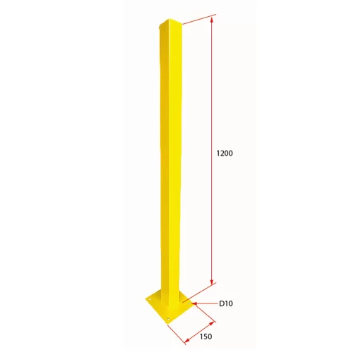 เสารั้วนิรภัยเหล็ก ขนาด 50x50 มม. ความสูง 1.2 เมตร