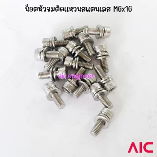 น็อตหัวจมสแตนเลสติดแหวน M6 ความยาว 16-20มม.