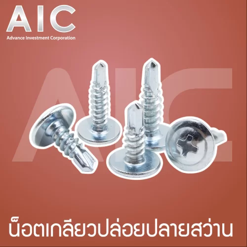 น็อตปลายสว่าน M4.8 ชุบขาว ความยาว 19mm