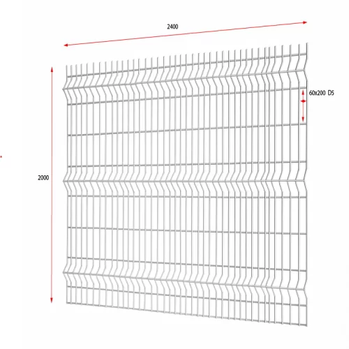 รั้ว V-shape galvanized 6x20 2.4x2 เมตร ลวด 5 mm