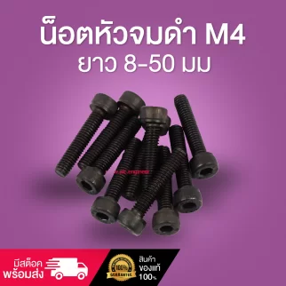 น็อตหัวจมดำ M4 ยาว 8-50 มม.  / Black Socket Head Cap Screw M4x8-50mm.