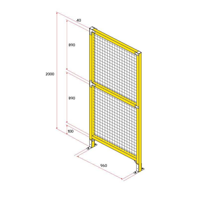 หน้าบานรั้วนิรภัยอลูมิเนียม ขนาด 1x2 เมตร