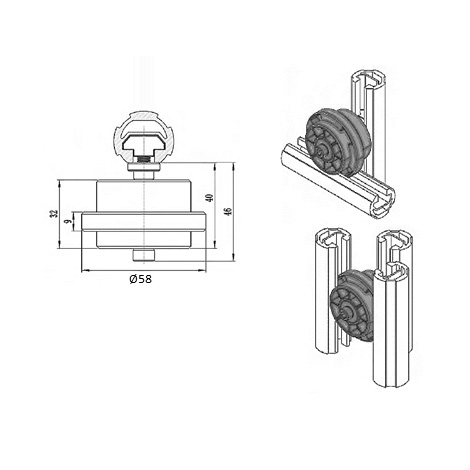 Nylon Slot Roller for Pipe T-Slot