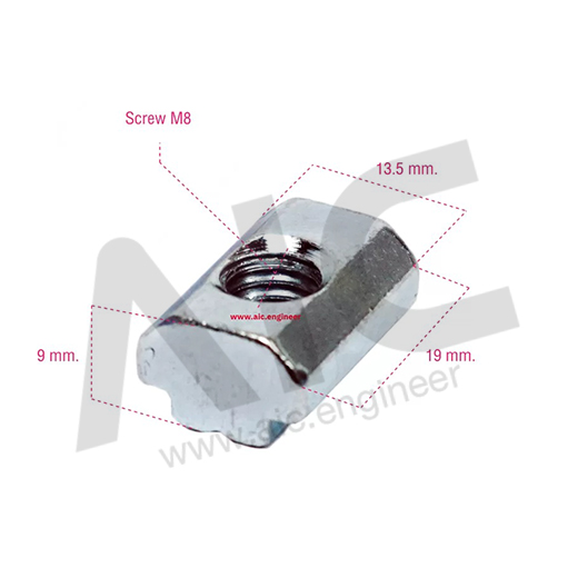 Slide Nut 40mm M8 Euro Profile-dimensio
