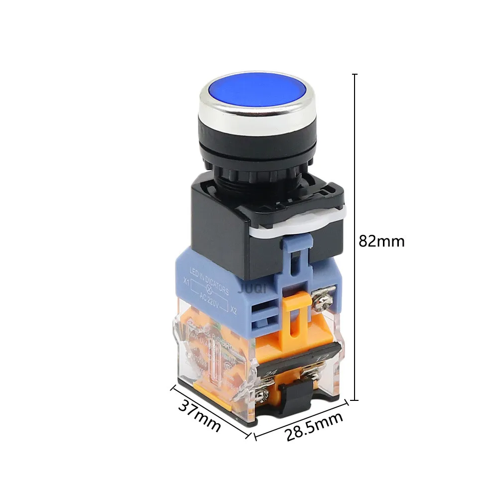 สวิตซ์ปุ่มกด 22mm LA38 1NO/1NC สีแดง/เขียว/เหลือง/น้ำเงิน/ขาว