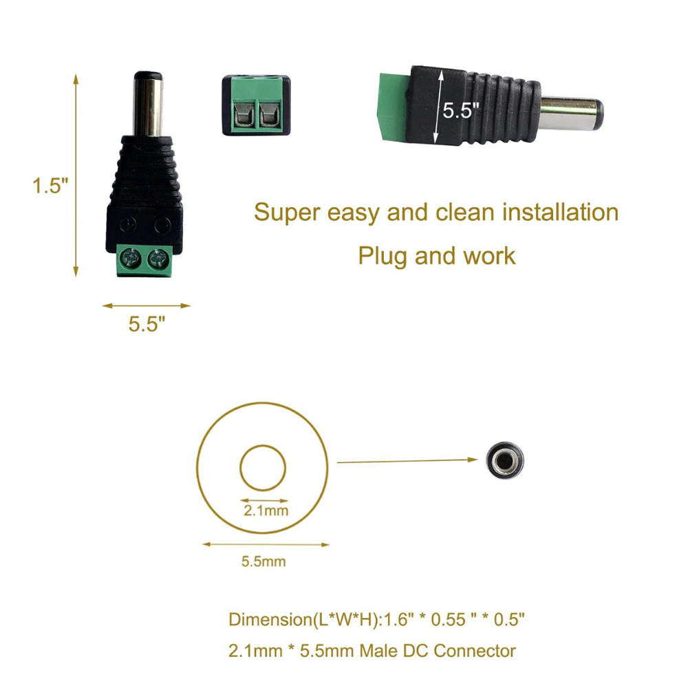 แจ็ค DC 5.5x2.1mm ตัวผู้ ตัวเมีย