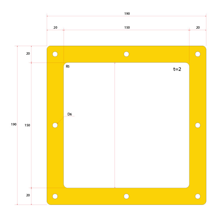 ช่อง Service ขนาด 150x150 มม. สีเหลือง