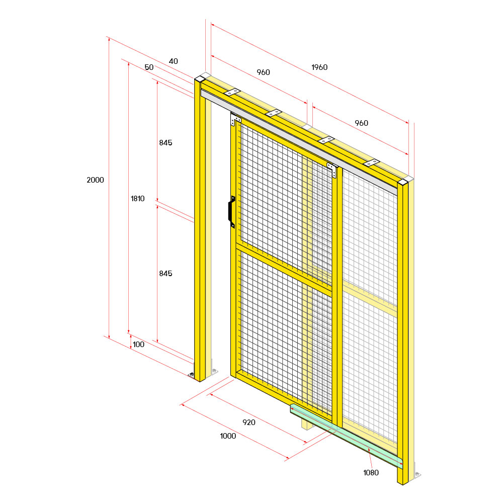ประตูสไลด์รั้วนิรภัยอลูมิเนียม 2 เมตร