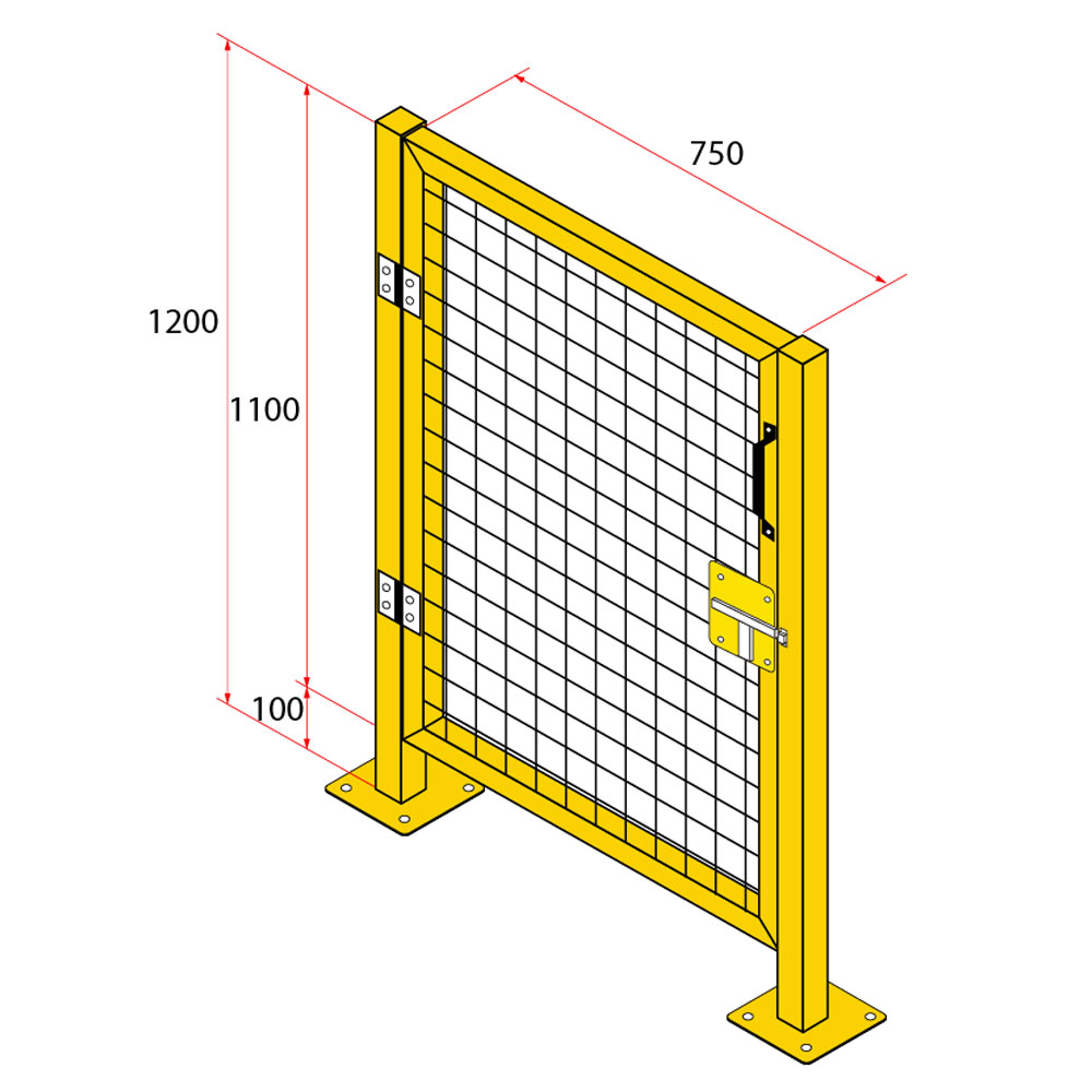 ประตูสวิงรั้วนิรภัยเหล็ก ขนาด 0.75x1.2 เมตร