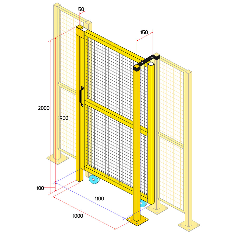 ประตูสไลด์รั้วนิรภัยเหล็ก ขนาด 1x2 เมตร