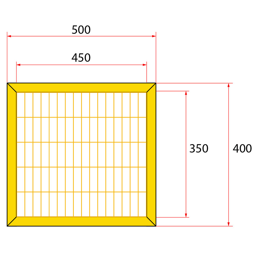 หน้าบานรั้วนิรภัยเหล็ก ขนาด 0.5x0.5 เมตร
