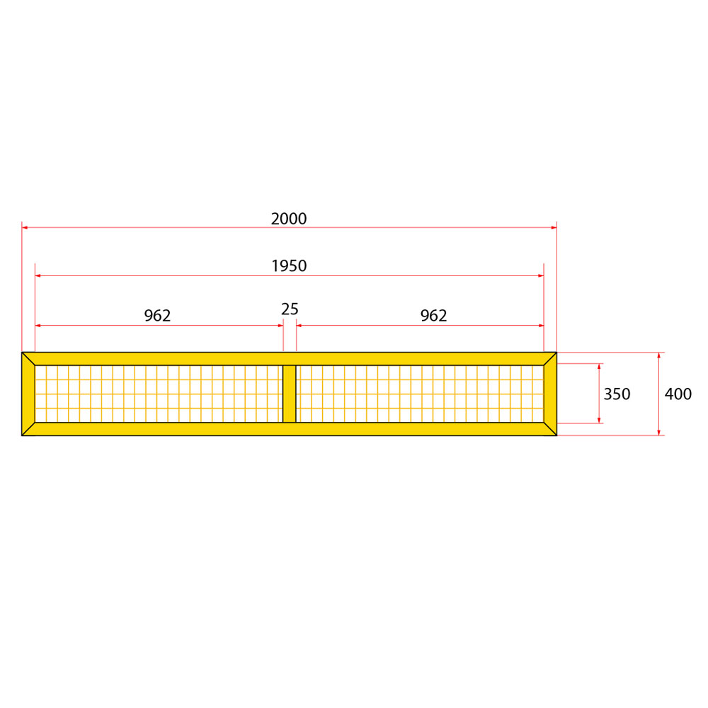 หน้าบานรั้วนิรภัยเหล็ก ขนาด 2x0.5 เมตร