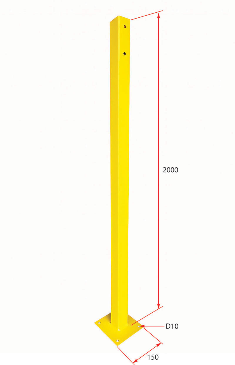 เสารั้วนิรภัยเหล็ก ขนาด 50x50 มม. ความสูง 2 เมตร
